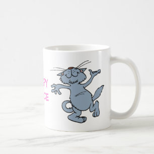 Caneca De Café Gato alegre engraçado da dança da dança feliz