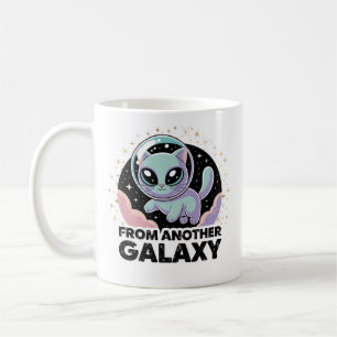 Caneca De Café Gato Alien Design Cósmico Espaço Gatinho Arte Ficç