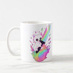 Caneca De Café Gato Alucinante Festa Psicodélica Edm Fofa Festiva