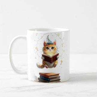 Caneca De Café Gato Amante de Livros Cósmicos Lendo no Espaço