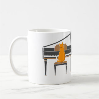 Caneca De Café Gato Amante de Música Tocando Piano