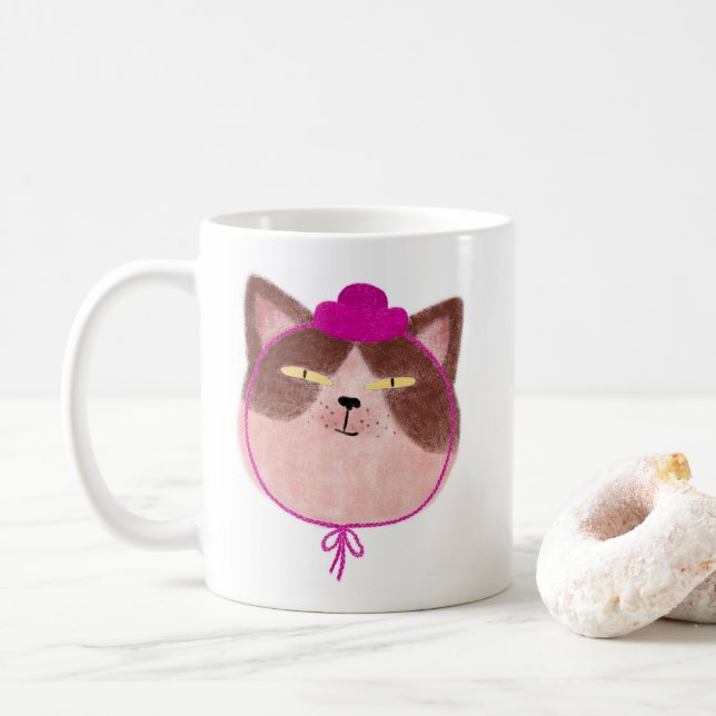 Caneca De Café Gato Amoroso (Com Donut)