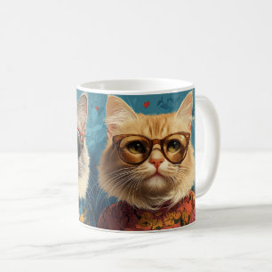 Caneca De Café Gato Angorá Turco com Rosa do Coração Dia dos Namo