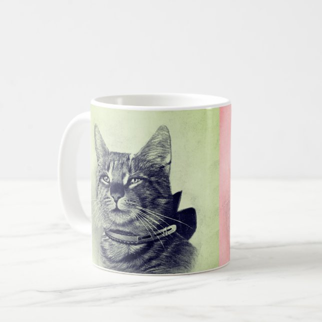 Caneca De Café Gato Antigo de Colar (Frente Esquerda)