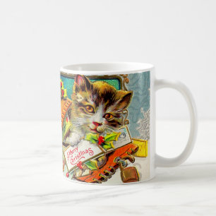 Caneca De Café Gato Antigo Feliz Natal