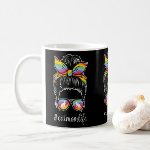 Caneca De Café Gato-Arco-Íris Bonito Mãe Gatos Vida Gatos Animais