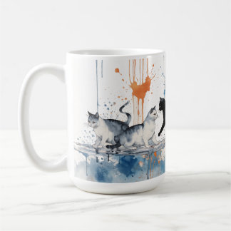 Caneca De Café Gato Artístico Amante Mug - Gatos De Aquarela Abst