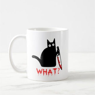 Caneca De Café Gato Assassino Engraçado, segurando Gato Negro, o 