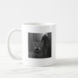 Caneca De Café Gato Assustado Selfie Com Sasquatsch Pé Grande