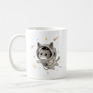 Caneca De Café Gato Astronauta no Gato de Corte Espacial