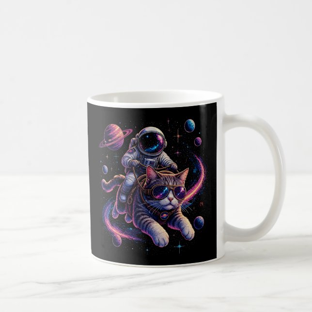 Caneca De Café Gato astronauta viajando pelo espaço (Direita)