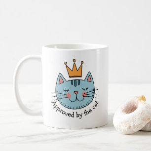 Caneca De Café Gato Azul Caprichoso Com Uma Coroa Amarela Persona