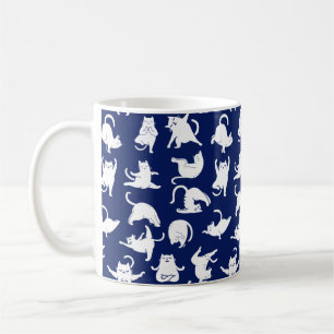 Caneca De Café Gato Azul Engraçado Nos Esportes De Yoga