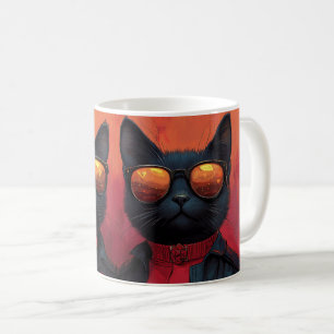 Caneca De Café Gato Azul Oriental com Rosas do Coração Dia dos Na