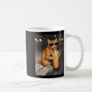 Caneca De Café Gato bebendo café gelado meme engraçado de animal