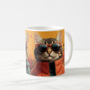Caneca De Café Gato Bengal com Rosas do Coração Dia dos Namorados