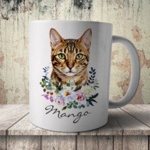 Caneca De Café Gato Bengal em Aquarela