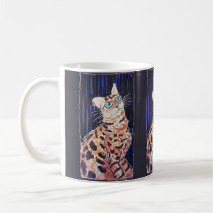 Caneca De Café Gato Bengala Neon Noir