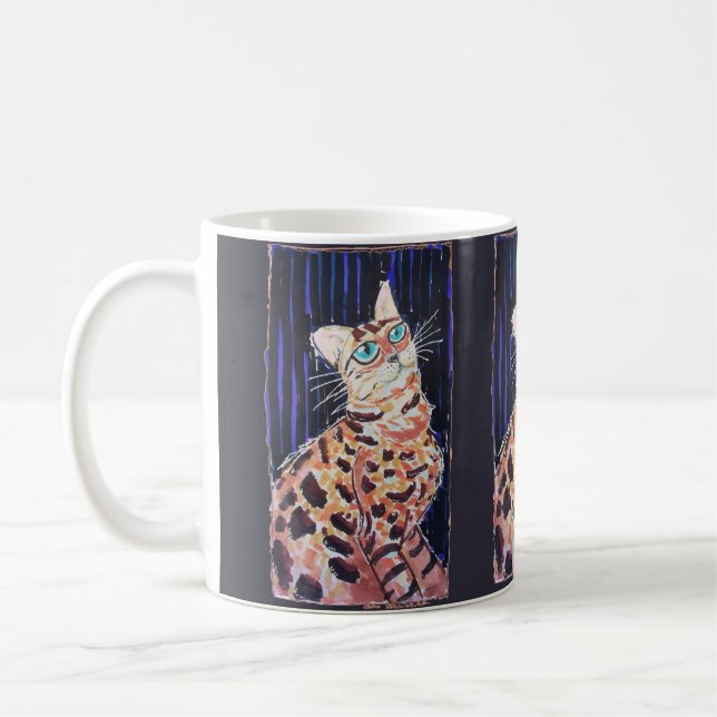 Caneca De Café Gato Bengala Neon Noir (Esquerda)