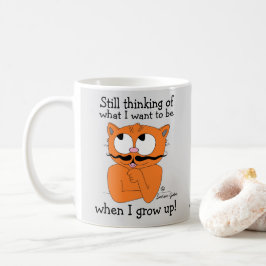 Caneca De Café Gato Bigode Desenho Animado Dito Divertido