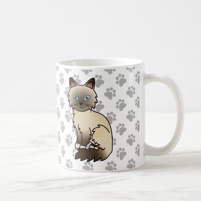 Caneca De Café Gato Birman / Ragdoll Chocolate Point Fofinho & Pa (Direita)