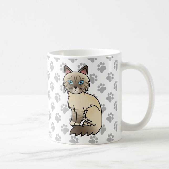 Caneca De Café Gato Birman / Ragdoll de Pontos de Chocolate Tabby (Direita)