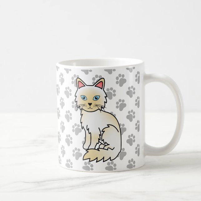 Caneca De Café Gato Birman / Ragdoll Pontas de Creme & Patas Fofo (Direita)
