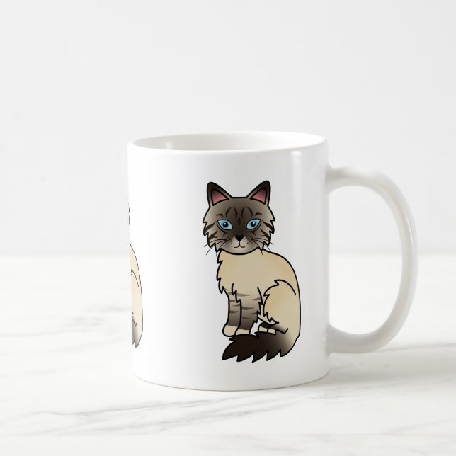 Caneca De Café Gato Birman / Ragdoll Tabby de Pontas Seladas (Direita)