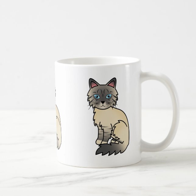 Caneca De Café Gato Birman / Ragdoll Tabby Prateado (Direita)