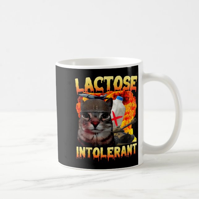 Caneca De Café Gato Bobo Intolerante à Lactose Meme Dito Divertid (Direita)
