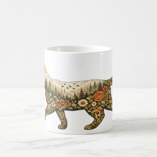 Caneca De Café Gato Boho — Nome Personalizado Floral Gato e Calça
