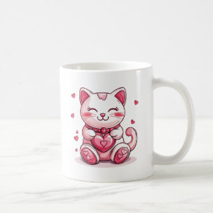 Caneca De Café gato bonitinho apaixonado por coração rosa