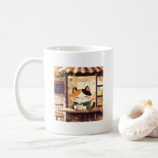 Caneca De Café Gato Bonito a gostar de café no Café Cozy