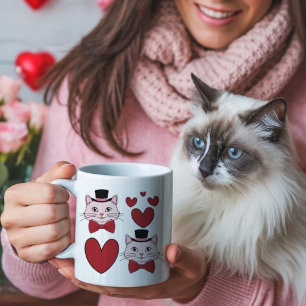 Caneca De Café Gato bonito com arco e namorados
