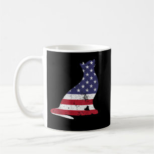 Caneca De Café Gato Bonito Com Bandeira Americana 4 De Julho