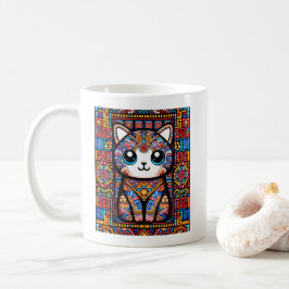 Caneca De Café Gato Bonito com Charme de Padrão Tradicional