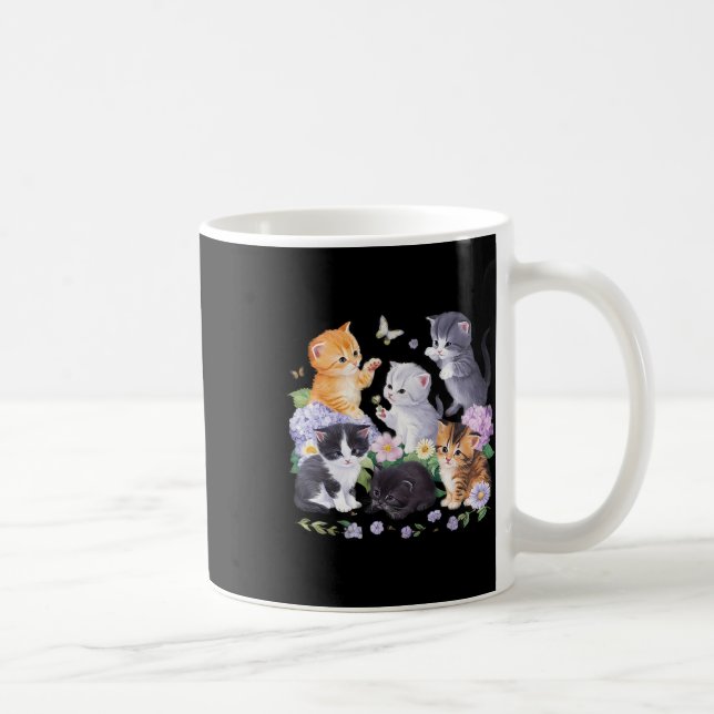 Caneca De Café Gato Bonito Com Flores Para Raparigas De Gato (Direita)