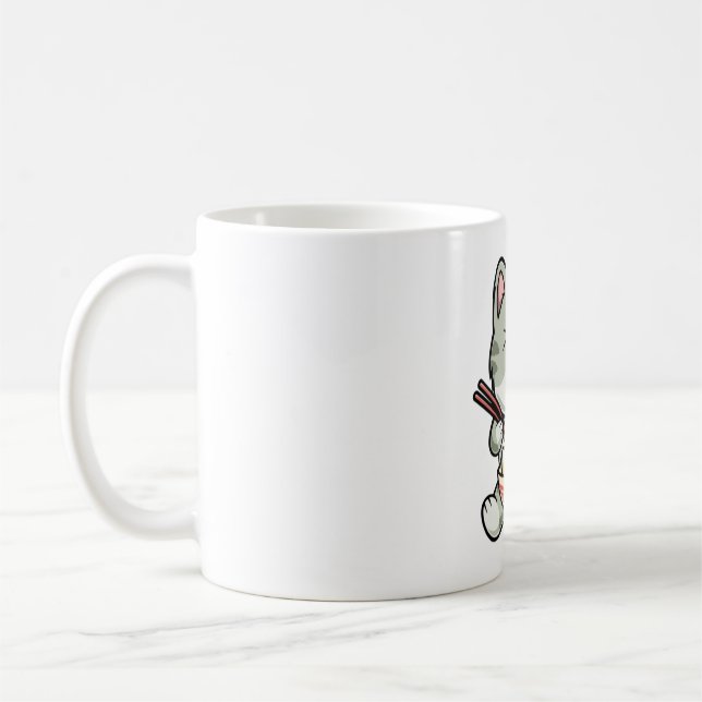 Caneca De Café Gato bonito comendo macarrão sóbrio ícone de desen (Esquerda)