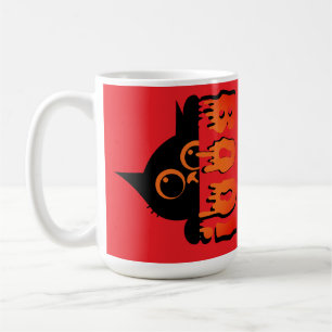 Caneca De Café Gato Bonito e Louco com "Boo" : Design de Gato Hal