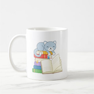 Caneca De Café Gato Bonito em cima de uma Cotação de Leitura da P