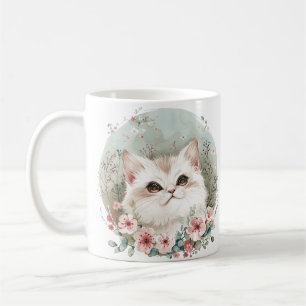 Caneca De Café Gato Bonito nas Flores, Estilo de Manga, Presente