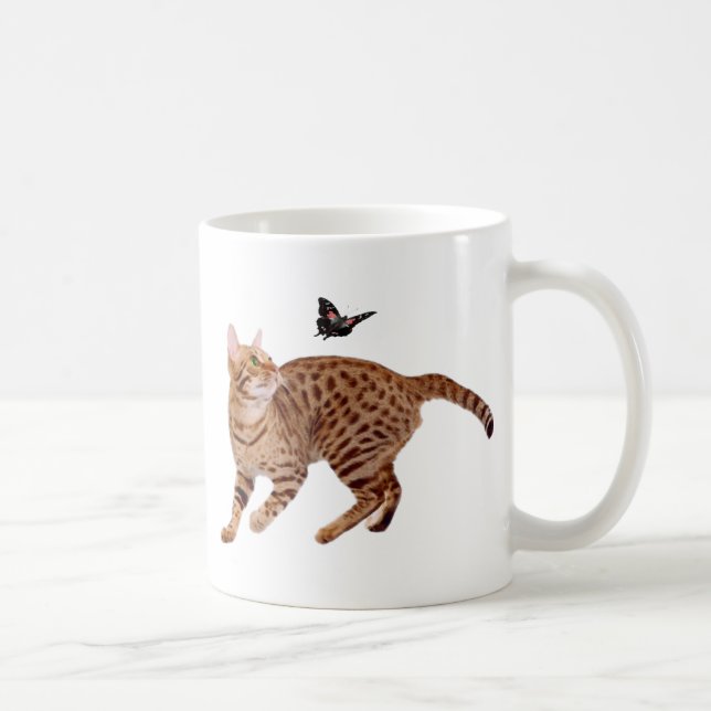Caneca De Café Gato & borboleta de Ocicat (Direita)