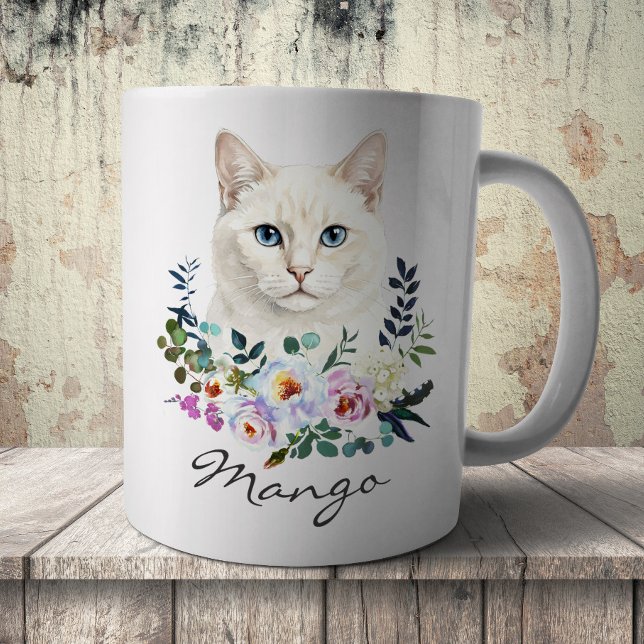 Caneca De Café Gato Branco Aquarela (Criador carregado)