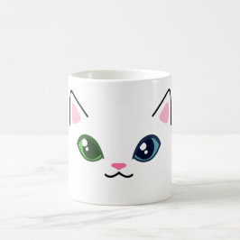 Caneca De Café Gato Branco Cinto Heterochromia Mug