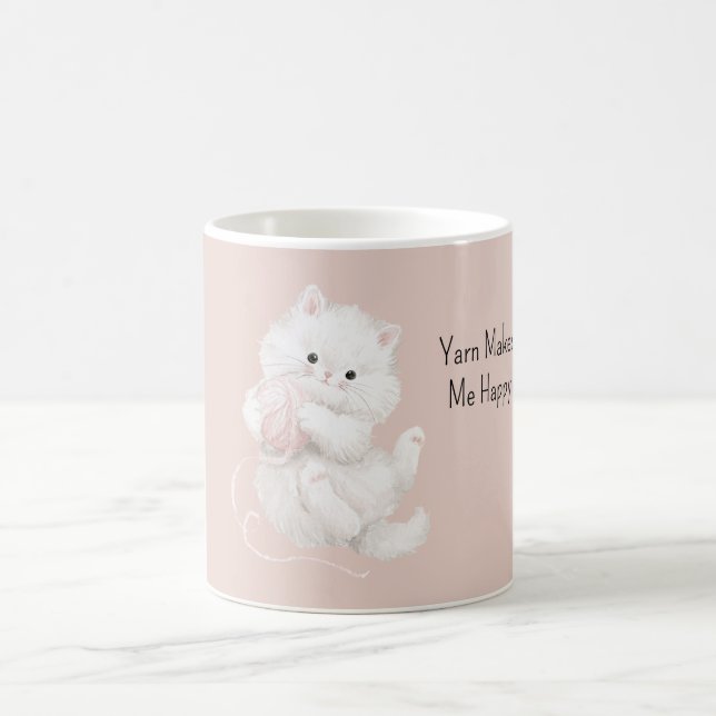 Caneca De Café Gato Branco Fio Rosa (Centro)