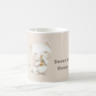 Caneca De Café Gato Branco Fofo Doce Como Mel