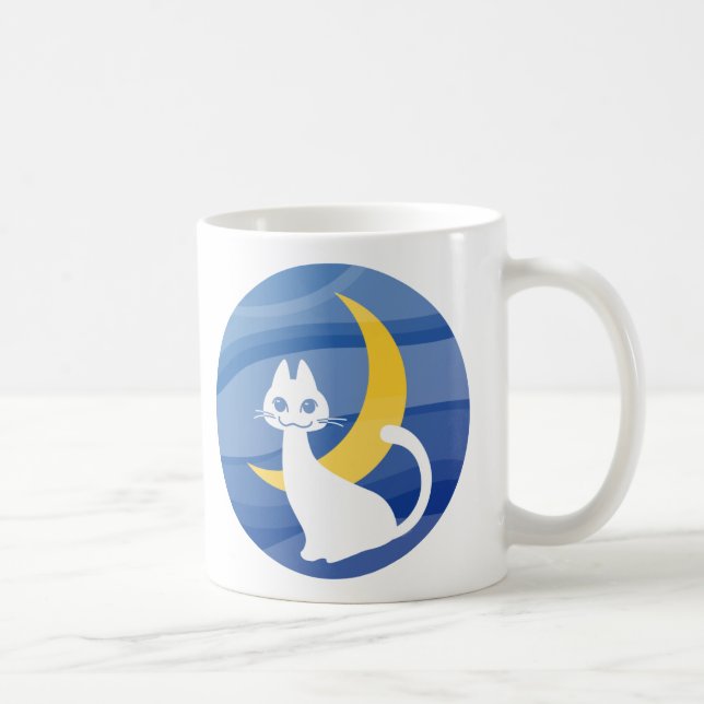 Caneca De Café Gato branco lunar (Direita)