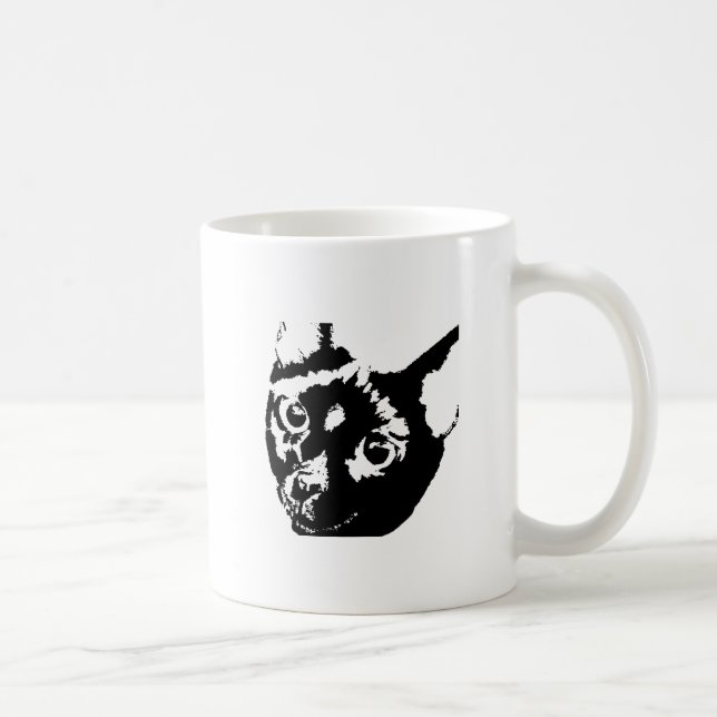 Caneca De Café Gato Branco Negro (Direita)