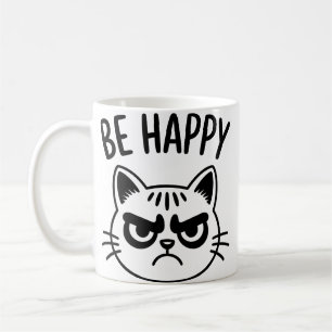 Caneca De Café Gato Bravo – Arte de Contraste Feliz