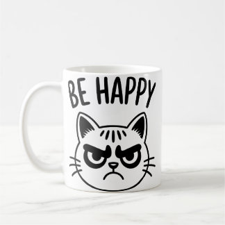 Caneca De Café Gato Bravo – Arte de Contraste Feliz